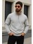 Erkek Trend Kışlık Gri Fermuarlı Sweatshirt 2
