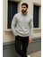 Erkek Trend Kışlık Gri Fermuarlı Sweatshirt 3