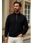 Erkek Kışlık Siyah Oversize Fermuarlı Sweatshirt 1