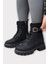 Kalın Taban Fermuarlı Postal Kadın Bot Siyah - Gümüş 6