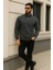 Erkek Trend Kışlık Antrasit Fermuarlı Sweatshirt 3