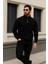Erkek Trend Kışlık Siyah Fermuarlı Sweatshirt 3