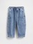 Erkek Bebek Mavi Örgü Barrel Jean Pantolon 4