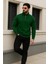 Erkek Trend Kışlık Yeşil Fermuarlı Sweatshirt 3