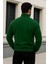 Erkek Trend Kışlık Yeşil Fermuarlı Sweatshirt 5