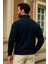 Erkek Kışlık Lacivert Oversize Fermuarlı Sweatshirt 5
