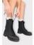 Kaydırmaz Taban Fermuarlı Postal Kadın Bot Siyah - Siyah 2