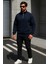 Erkek Trend Oversize Lacivert Fermuarlı Sweatshirt 2