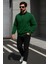 Erkek Trend Oversize Yeşil Fermuarlı Sweatshirt 1