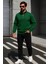 Erkek Trend Oversize Yeşil Fermuarlı Sweatshirt 2