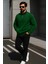Erkek Trend Oversize Yeşil Fermuarlı Sweatshirt 4