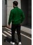 Erkek Trend Oversize Yeşil Fermuarlı Sweatshirt 5