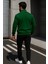 Erkek Trend Oversize Yeşil Fermuarlı Sweatshirt 6
