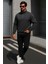Erkek Trend Oversize Antrasit Fermuarlı Sweatshirt 3