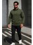 Erkek Trend Oversize Haki Fermuarlı Sweatshirt 1