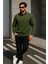 Erkek Trend Oversize Haki Fermuarlı Sweatshirt 3