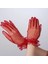 Bfs Kısa Boy Likralı Güpürlü Yetişkin Tül Eldiven Kırmızı Renk 1
