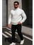 Erkek Trend Oversize Beyaz Fermuarlı Sweatshirt 1