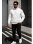Erkek Trend Oversize Beyaz Fermuarlı Sweatshirt 2