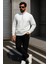 Erkek Trend Oversize Beyaz Fermuarlı Sweatshirt 4