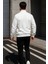 Erkek Trend Oversize Beyaz Fermuarlı Sweatshirt 6