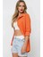 Kadın Oversize Gömlek Düz Renk Oranj Uzun Kol %70 Pamuk %30 Polyester 8