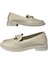 Shoes Kadın Bej Babet Loafer Makosen Cilt Günlük Ayakkabı 1