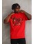 Unisex Baskılı Oversize T-Shirt - Kırmızı 3