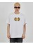 Unisex Bisiklet Yaka Baskılı Oversize T-Shirt - Beyaz 1