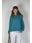 Kadın Bisiklet Yaka Üç Iplikli Uzun Kollu Oversize Basic Sweatshirt 1