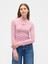 Kadın Pembe Crop Gap Logo Mockneck T-Shirt 1