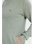 Erkek Slim Fit Dar Kesim Pamuklu Tam Fermuarlı Çift Cepli Dik Yaka Yeşil Sweatshirt Hırka 3