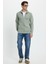 Erkek Slim Fit Dar Kesim Pamuklu Tam Fermuarlı Çift Cepli Dik Yaka Yeşil Sweatshirt Hırka 4