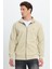 Erkek Slim Fit Dar Kesim Pamuklu Tam Fermuarlı Çift Cepli Dik Yaka Krem Sweatshirt Hırka 5