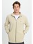 Erkek Slim Fit Dar Kesim Pamuklu Tam Fermuarlı Çift Cepli Dik Yaka Krem Sweatshirt Hırka 6