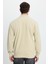 Erkek Slim Fit Dar Kesim Pamuklu Tam Fermuarlı Çift Cepli Dik Yaka Krem Sweatshirt Hırka 8
