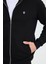 Erkek Slim Fit Dar Kesim Pamuklu Tam Fermuarlı Çift Cepli Dik Yaka Siyah Sweatshirt Hırka 3