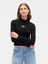 Kadın Siyah Crop Gap Logo Mockneck T-Shirt 1