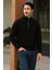 Erkek Trend Premium Siyah Fermuarlı Sweatshirt 3