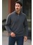 Erkek Trend Premium Antrasit Fermuarlı Sweatshirt 1