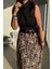 Siyah Leopar Piliseli Kemerli Elbise 7