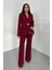 Kadın Ikili Takım Şık Düğme Detaylı Dik Yaka Blazer Ceket Bol Paça Pantolon Takım 1