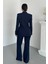 Kadın Ikili Takım Şık Düğme Detaylı Dik Yaka Blazer Ceket Bol Paça Pantolon Takım 7