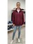 Kadın Bordo Yarım Fermuar 3 Iplik Sweatshirt 1