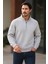 Erkek Trend Premium Gri Fermuarlı Sweatshirt 2
