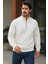 Erkek Trend Premium Beyaz Fermuarlı Sweatshirt 2