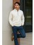 Erkek Trend Premium Beyaz Fermuarlı Sweatshirt 3