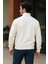 Erkek Trend Premium Beyaz Fermuarlı Sweatshirt 5