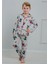 Erkek Çocuk Dinazor Desenli Düğmeli Alt Üst Pijama Takımı 1
