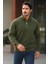 Erkek Trend Premium Haki Fermuarlı Sweatshirt 1